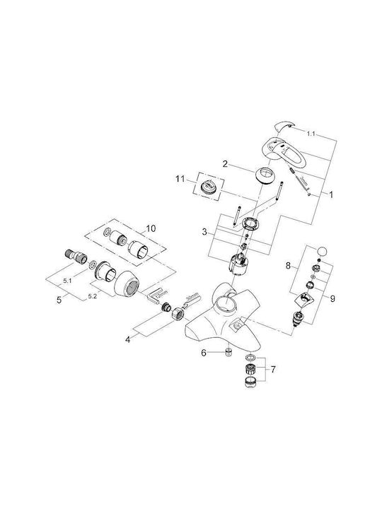 Grohe Chiara Mixing Bathtub Shower Faucet Silver