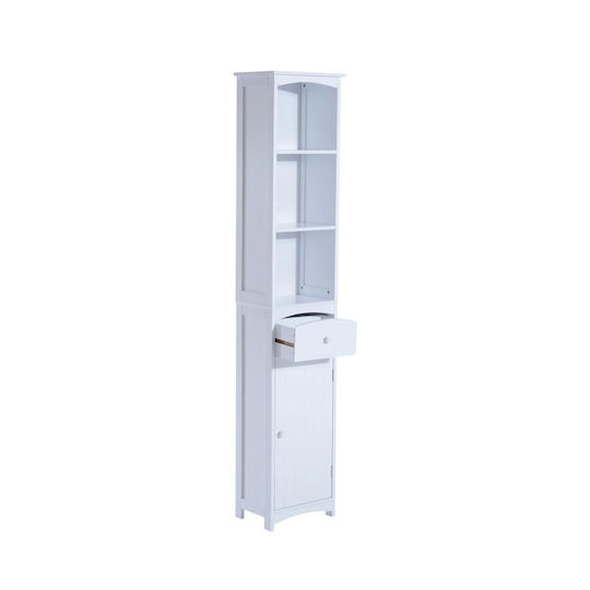 HomCom Dulap Coloană Pentru Baie Pardoseală M35xA24xÎ170cm Albă