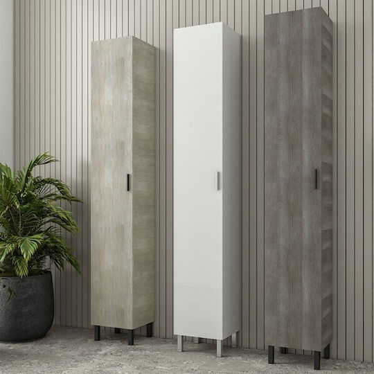 Drop Luna Floor Laccato Glossy Bathroom Column Cabinet L30xD27xH184cm Gray