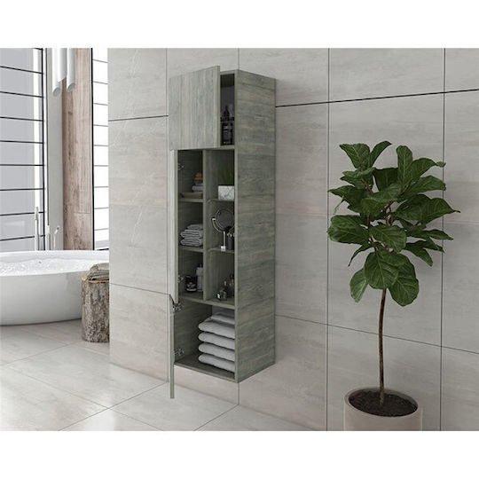 Drop Instinct Wall Hung Cabinet Bathroom Column Cabinet L40xD32xH140cm Smoked Oak