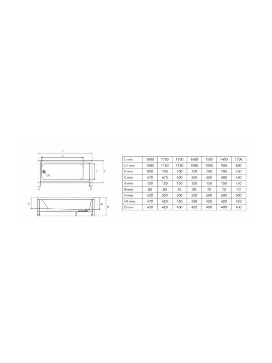 Karag Aria Acrylic Freestanding Bathtub 180x70cm