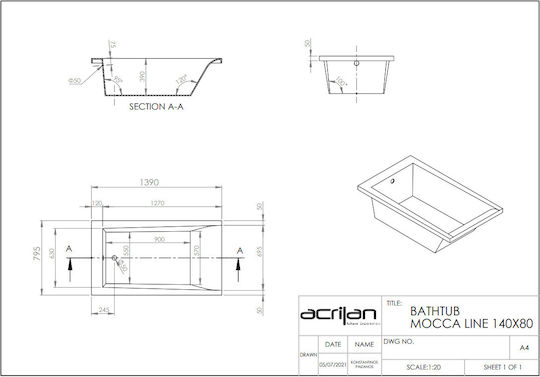 Acrilan Mocca Line Вана Акрил 140x80см