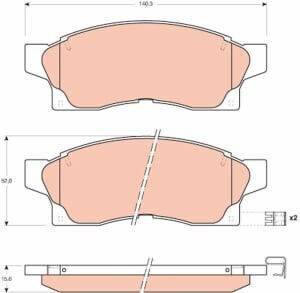 Set Plăcuțe De Frână Partea Din Față Suplimente Trw Automotive Toyota Mr2 Ii 2.0 12.89-09.99 Înălțime 52.0mm Lățime 140.3mm Grosime 15.6mm