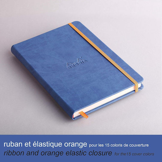Rhodia Carnet 96 Foi A5 Cu dungi cu Elastic și Suport pentru Stilou Albastru