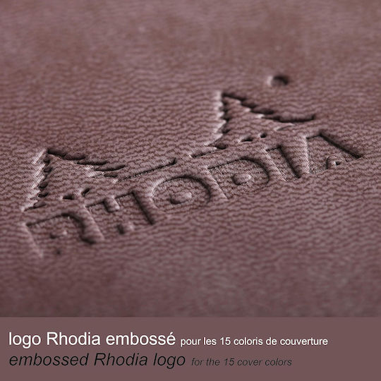 Rhodia Σημειωματάριο A5 96 Φύλλων Ριγέ με Σκληρό Εξώφυλλο, Στυλοθήκη και Λάστιχο Καφέ