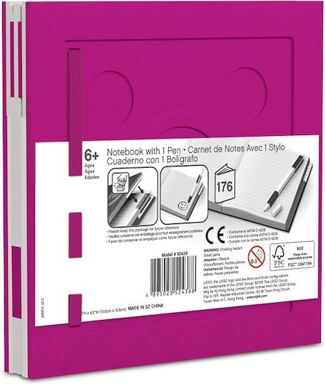 LEGO Notebook Square with Pen Holder Purple
