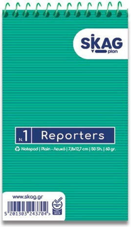 Skag Reporters Notepad 50 Sheets with Blank Pages Green 175271