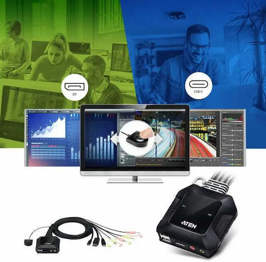 Aten Search Product or keyword 2-Port USB-C DisplayPort Hybrid Cable KVM Switch KVM & Datenumschalter CS52DP