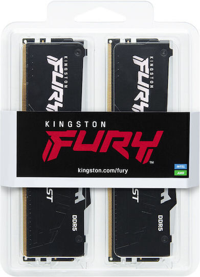 Kingston Fury Beast RGB DDR5 16GB RAM με 2x8GB Modules και Ταχύτητα 6000 για Desktop