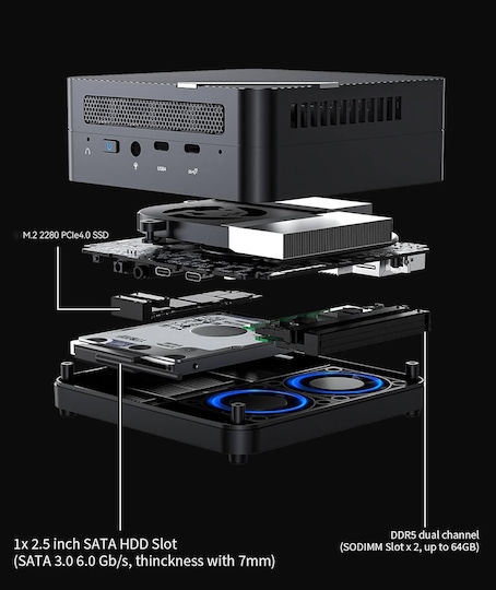 ミニPC MINISFORUM UM690 (Ryzen 9 6900HX) Minisforum UM690S Mini PC (Ryzen 9 6900HX/16GB DDR5/512GB SSD/W11