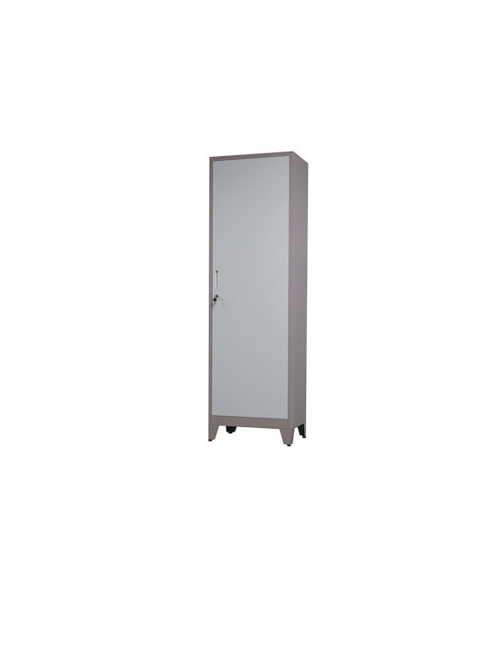 Single-Leaf Metallic Cabinet with Locking Capability with 4 Shelves 60x40x195 cm