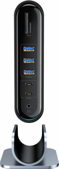 Baseus UnionJoy USB-C Докинг станция с HDMI/DisplayPort 4K PD Етърнет и свързване 2 монитора Сив