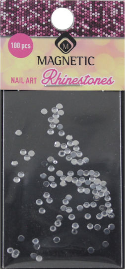 Magnetic Nail Design Rhinestones Clear Medium Strass pentru Unghii 100 buc în Culoarea Transparent 100buc