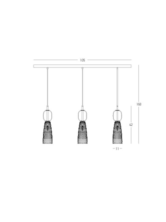 Zambelis Lights Κρεμαστό Φωτιστικό Κίτρινο LED Ράγα 105εκ.