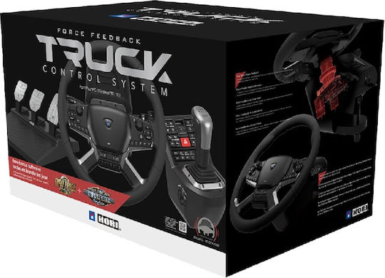 Hori Force Feedback Truck Control System Steering Wheel with Shifter and Pedals for PC with 1800° Rotation