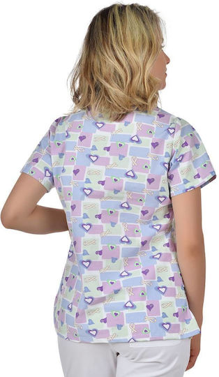 B-Well Bambina Women's Blue Medical Blouse Cotton and Polyester