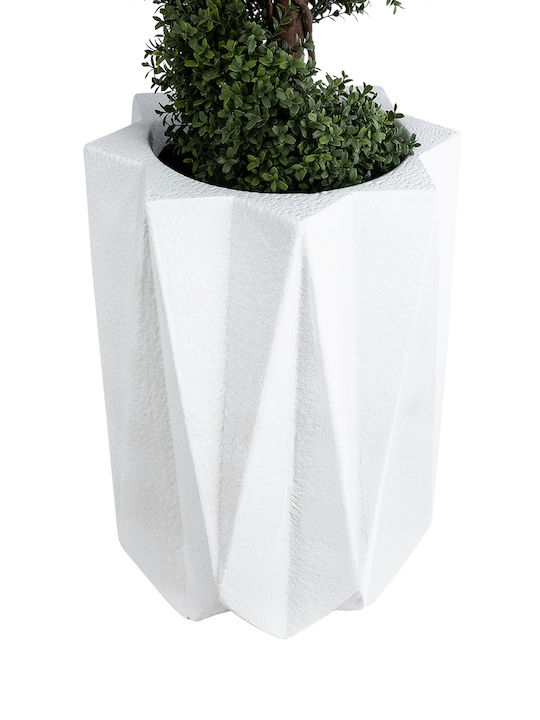 GloboStar PADOVA Planter Polyester White with Stand 46x46x67cm.
