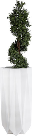 GloboStar Padova Übertopf Polyester Weiß mit Gestell 48x48x100εκ.