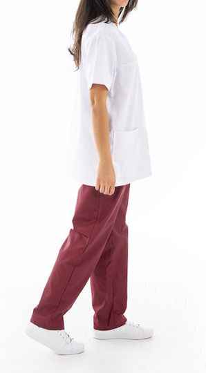 Women's Burgundy Medical Pants Cotton and Polyester