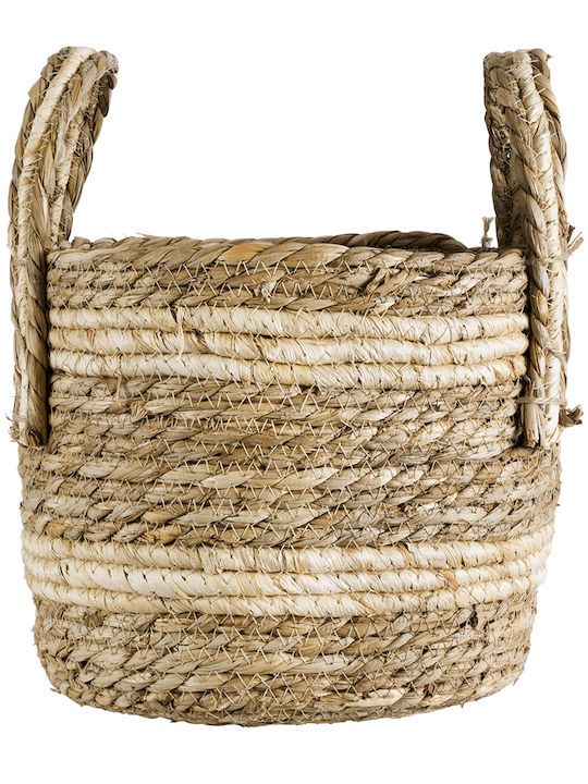 GloboStar Naxos Ghiveci Rattan Bej 25x25x20εκ.