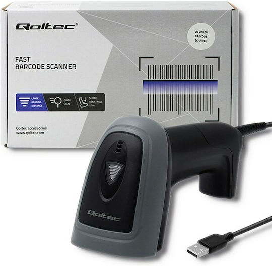 Qoltec Scanner Χειρός Ενσύρματο με Δυνατότητα Ανάγνωσης 2D και QR Barcodes