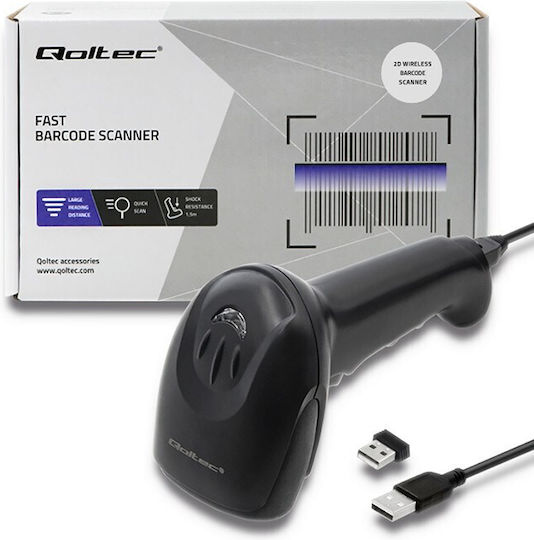 Qoltec Handheld Scanner Wireless with 2D and QR Barcode Reading Capability