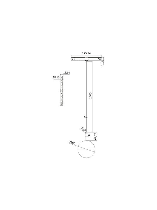 Braytron Pendant Light Black LED with Warm White Light Rail