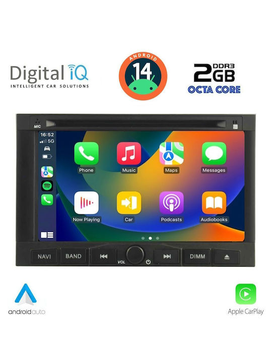 Digital IQ Car Audio System for Peugeot 3008 / Expert Citroen Berlingo 2009-2016 (Bluetooth/USB/AUX/WiFi/GPS/Apple-Carplay/Android-Auto) with Touch Screen 7"