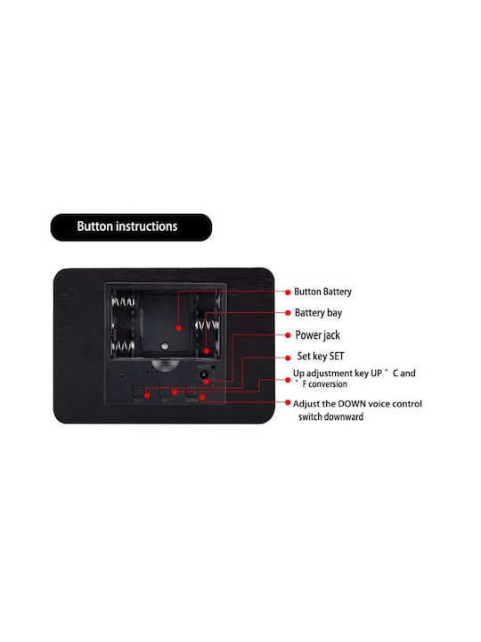 Tabletop Digital Clock with Alarm White 909481_w