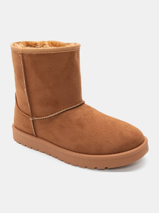 Women's Ankle Boots with Fur Brown