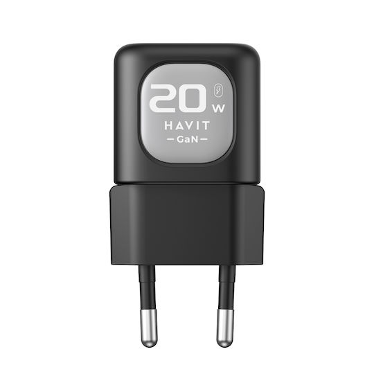 Havit Φορτιστής Χωρίς Καλώδιο GaN με Θύρα USB-A και Θύρα USB-C 20W Μαύρος (UC220)