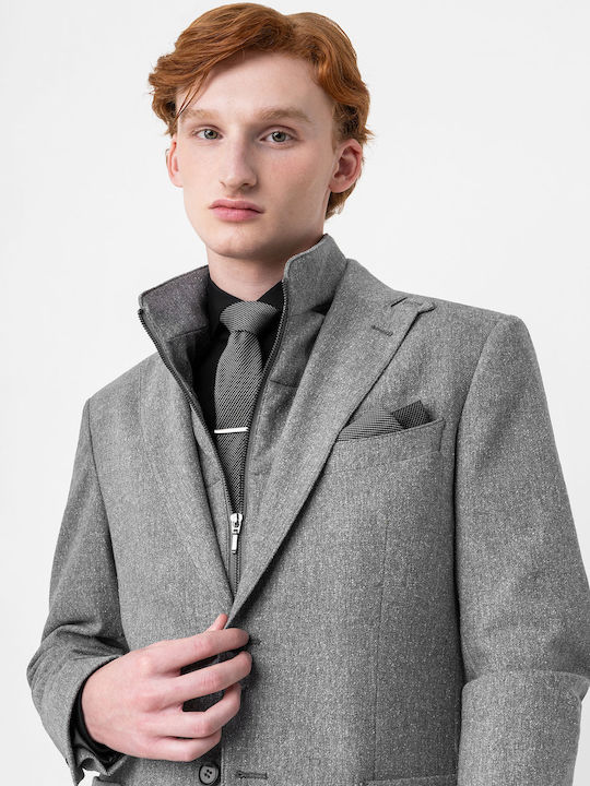 Men's Winter Suit Jacket Slim Fit Grey