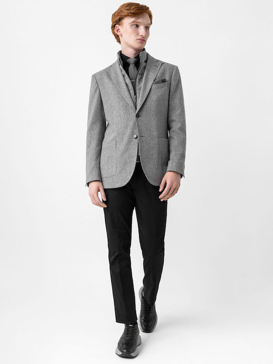 Men's Winter Suit Jacket Slim Fit Grey