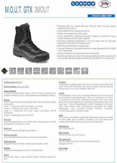 Jolly Joy Cizme Militare Impermeabile Cu Membrană Gore-Tex Din Mesh Negru