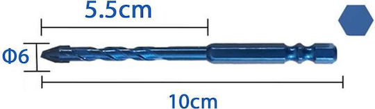 Uruisi Star Diamond Drill with Cobaltium and Hexagon Drill Top for Glass and Tiles Length 100mm