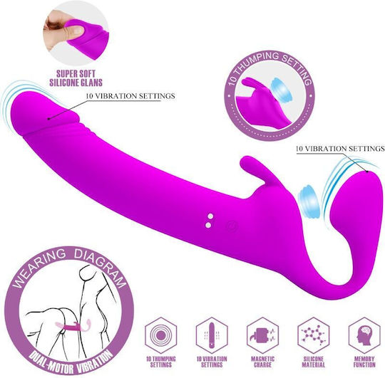 Pretty Love Strap-on Strapless Strap On with Dildo with Vibration in Purple Color