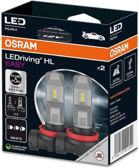LED крушки H8 H11 H16 Osram Ledriving HL Easy 12 волта 8 вата 720 лумена 6500K 2 броя