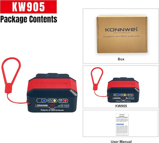 Konnwei Car Diagnostics ELM 327 Bluetooth Tool OBD 2