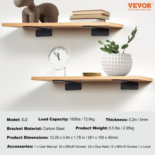 Vevor Raft de colț Robust din Metal în Culoare Negru 254x101.6mm 6buc SJZJGBZJYGHW8B1EKV0