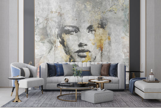 Wall Mural Living Room Woman Portrait Concrete Imitation 148x220