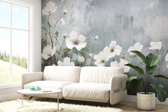 Modern Mural Bedroom White Flowers Wallpaper 240x360