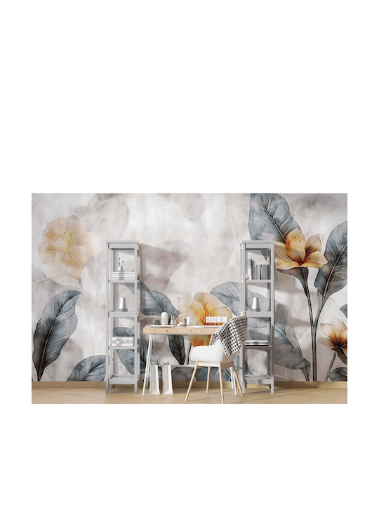 Fresca de Perete Pastelată pentru Dormitor cu Flori și Frunze Delicate 240x360