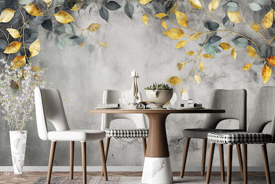 Wandbild Wohnzimmer Hängende Goldene Grüne Blätter Wanddekoration 260x390