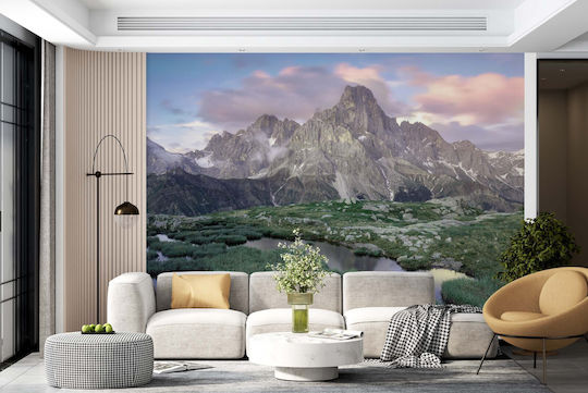 Wandbild Wohnzimmer Grafik Berglandschaft Dolomiten 240x360