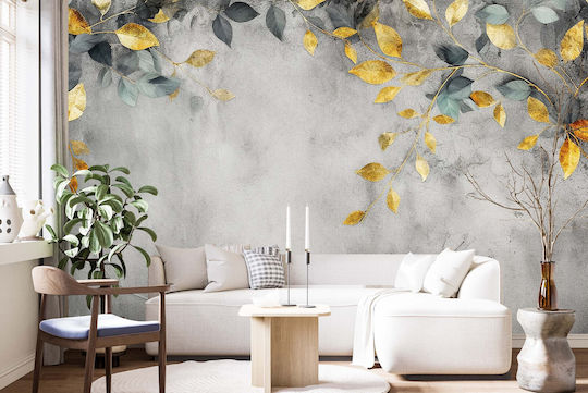 Wandbild Wohnzimmer Hängende Goldene Grüne Blätter Wanddekoration 260x390