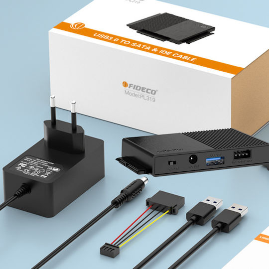 Adaptor Fideco USB 3.0 la SATA IDE 2.5/3.5 HDD SSD Compatibil Windows Mac Linux Chrome OS Transfer Ultra Rapid 5Gbps Suportă Până la 16TB Plug Play Alimentare Ideal Backup Gaming Transfer Date