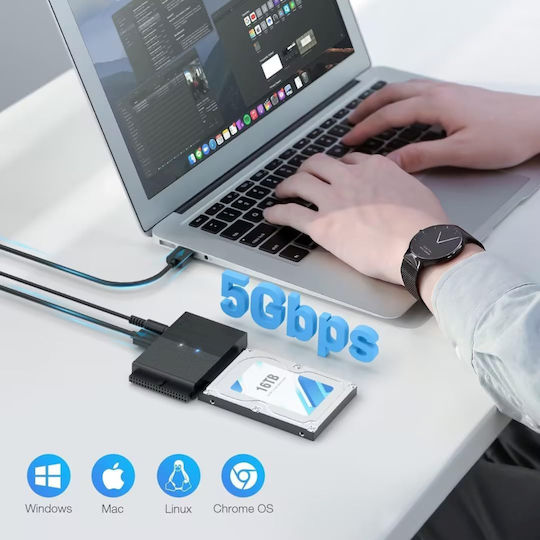 Adaptor Fideco USB 3.0 la SATA IDE 2.5/3.5 HDD SSD Compatibil Windows Mac Linux Chrome OS Transfer Ultra Rapid 5Gbps Suportă Până la 16TB Plug Play Alimentare Ideal Backup Gaming Transfer Date