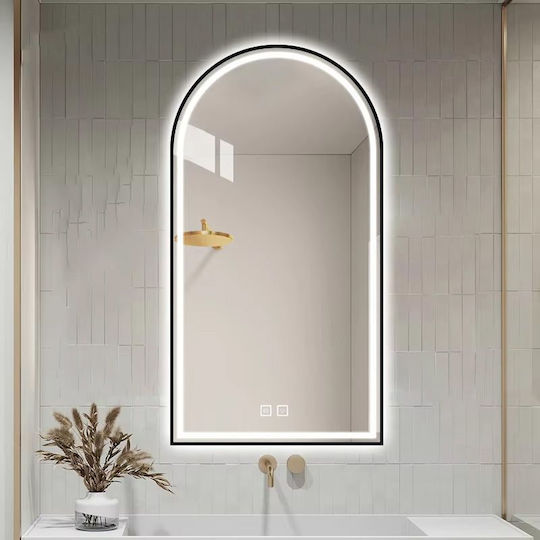 Tutumi Като Огледало за Стена с Черен Рамка & LED Осветление 100x60см 1бр