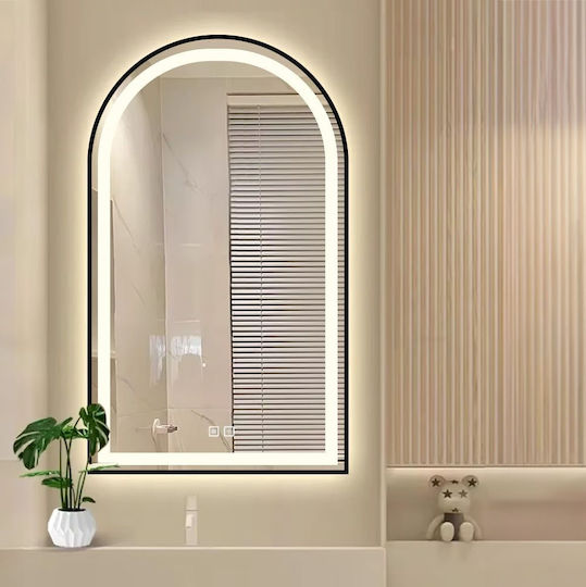 Tutumi Като Огледало за Стена с Черен Рамка & LED Осветление 100x60см 1бр