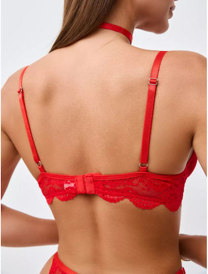 Chicret Sexy Σετ Εσωρούχων με Δαντέλα Κόκκινο